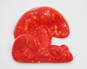Vintage Mushroom Wall Hanging: Retro 1970s Mushrooms Wall Plaque, Orange Ceramic Mod Wall Decor