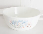 Vintage Pyrex England Casserole Dish: Blue Iris Pattern Bowl, Made in England by Pyrex, No Lid