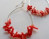 Red Coral and Silver Earrings