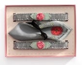 Art Deco Garter Set with Silk Hanky