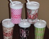 Personalized child size tumbler with straw
