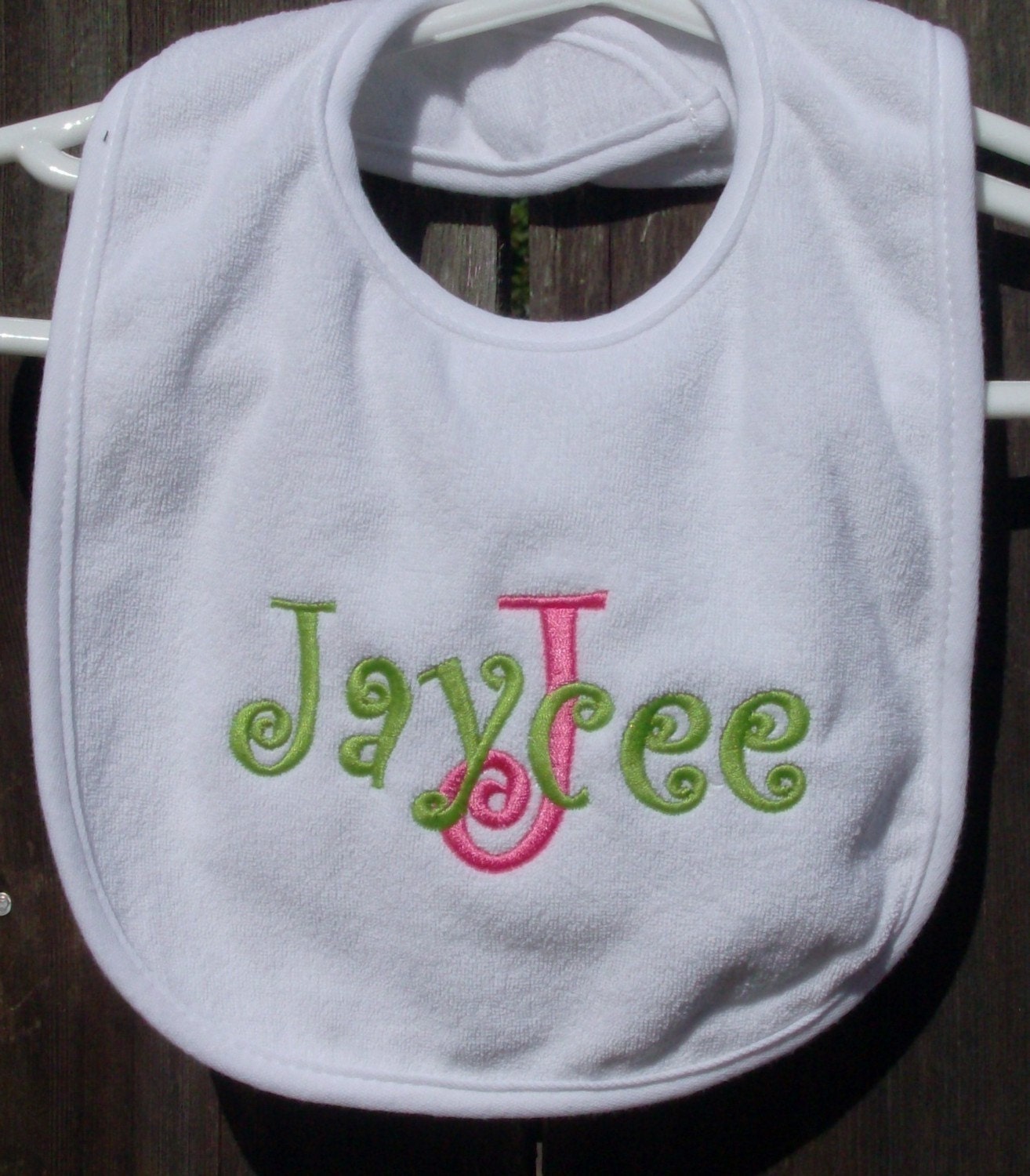 Personalized terry baby bib