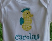 Personalized seahorse applique shirt or onesie