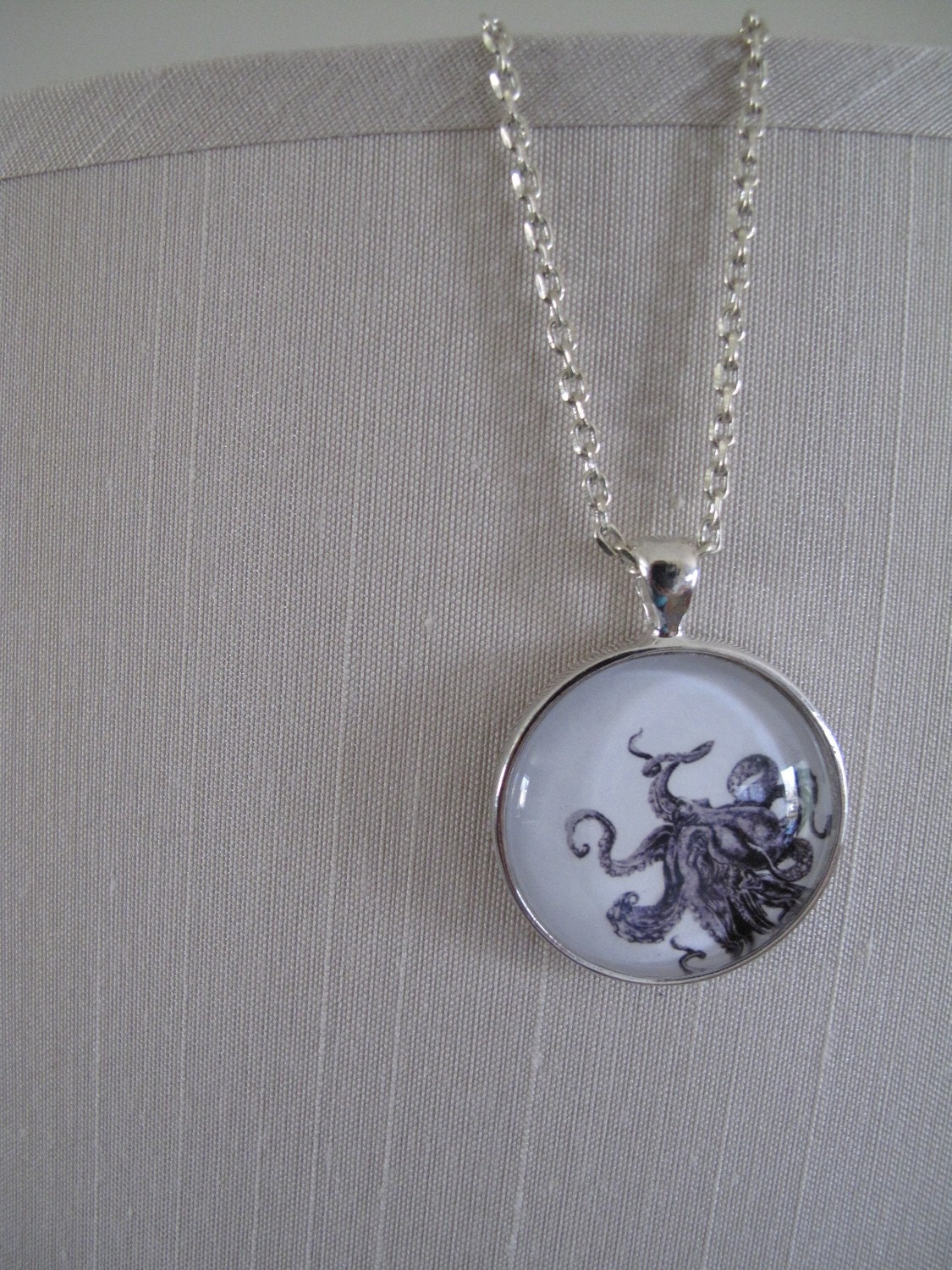 Necklace Octopus Pendant with original artwork in silver