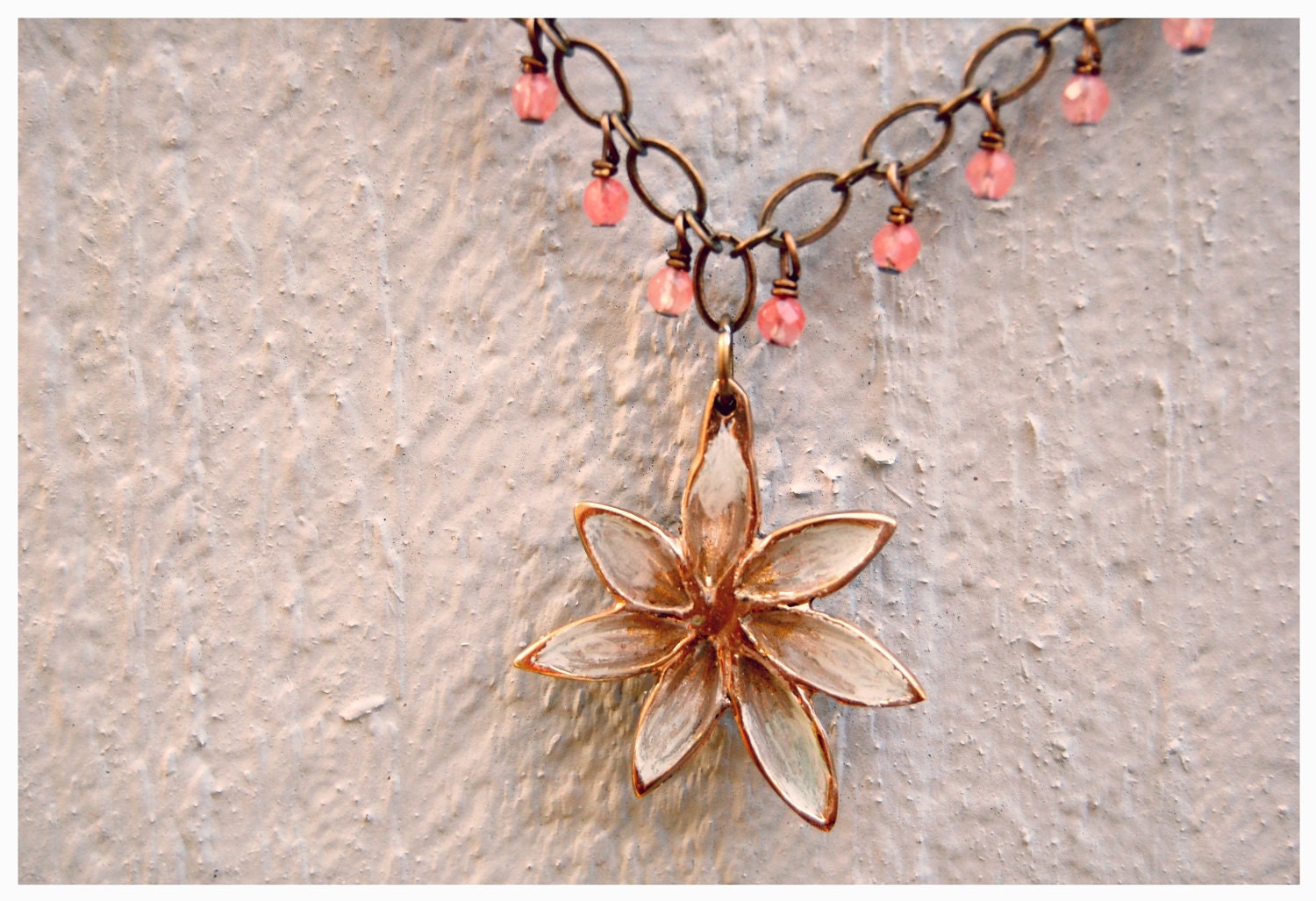 Ivory Petaled Boho Bronze Necklace
