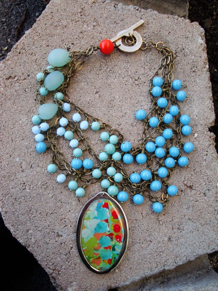 Cambridge Blue Beaded Necklace