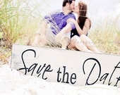 Vintage Save the Date, We're Engaged or Thank You Sign, 2-Sided, 8 X 24 inches.  You choose the 2 sayings.  Engagement Photo Prop.