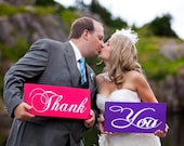 Thank You Signs for your Thank You Cards, Wedding Signs, Photo Props.  Custom, Handmade Signs, Crisp Paint, 8 X 16 inches, 2 signs, 1-sided.