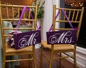 Wedding Chair Signs, Mr. and Mrs. and Thank You on back, Crisp Paint, 2-sided, Wedding Signs for your Photo Props & Wedding Thank You Cards.