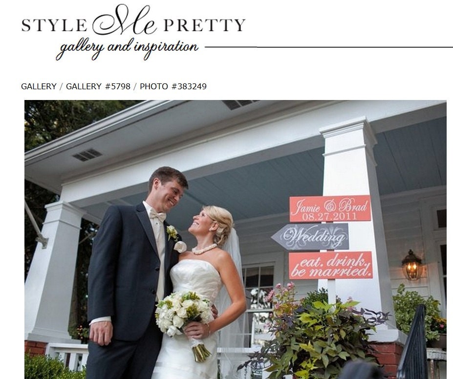 Wedding Wood Signs.  Custom Directional Sign with Arrows.  As seen in Style Me Pretty. Eat, drink, be married.