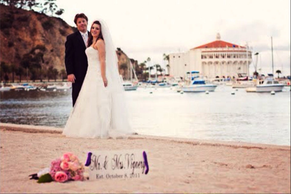 Here Comes your Girl with Mr. and Mrs. with Bride and Grooms Name and Date on back. 8 X 16 inches, 2-Sided. Bridal, Reception Sign.