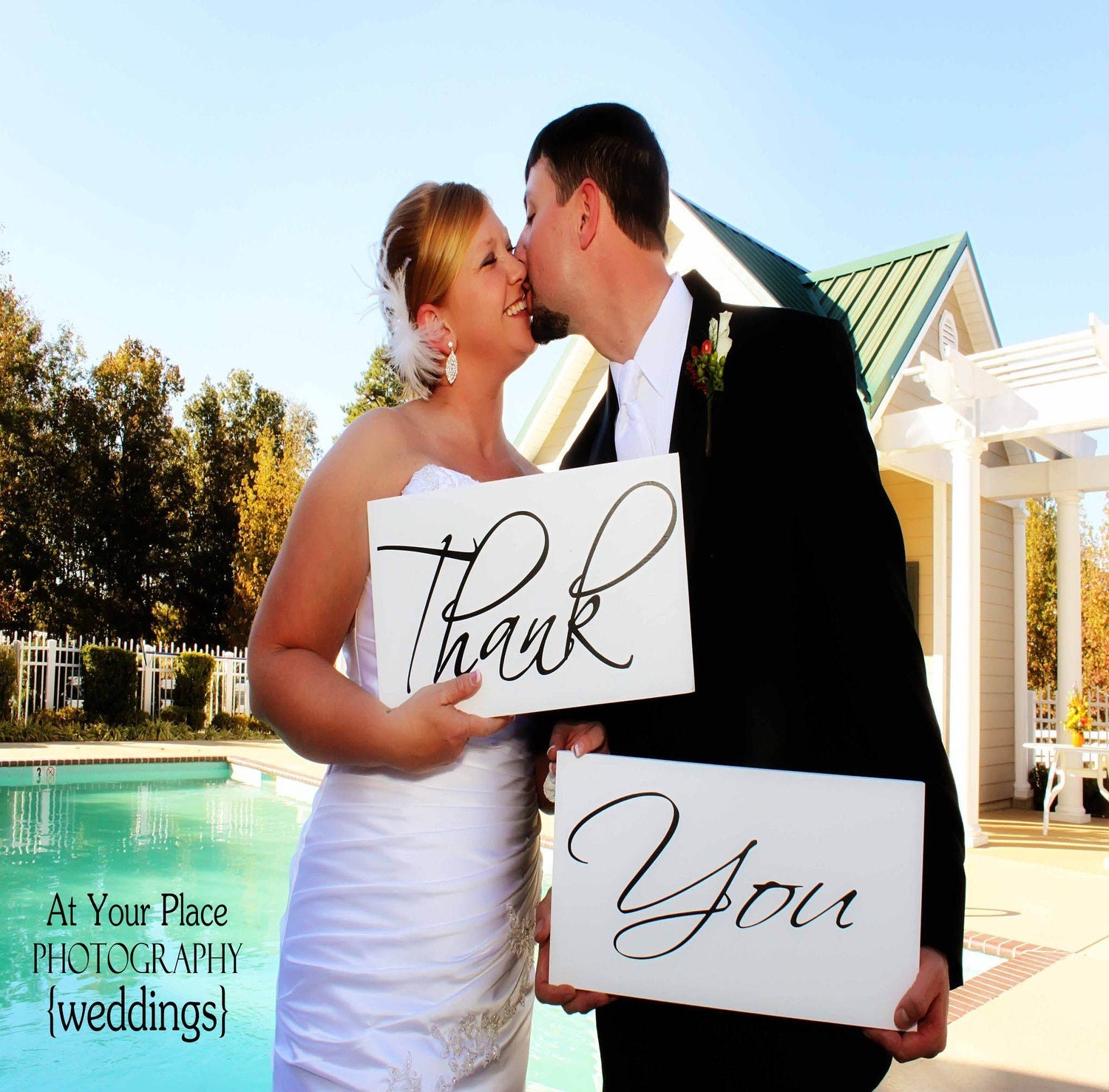 Wedding Signs, Thank You Signs for Your Thank You Cards. (2) 8 X 16 inch, 1-Sided Signs. Wedding Props, Reception Signs, Bride Signs.