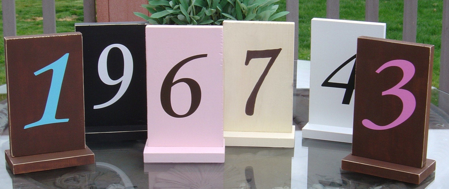 Table Numbers for any Occasion. This Item made the FRONT PAGE On ETSY. double sided table numbers. Over 300 Wedding signs in our shop.