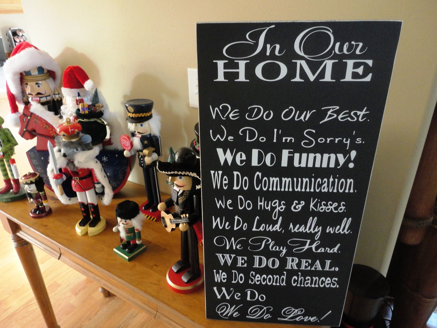 We Do Sign, In Our Home, In This Home We Do, House Rules, Typography Word Art, Family Rules, Lyrics, Music, Wedding Vows. 12 x 24 inches.