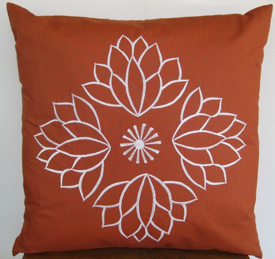 Embroidered Decorative Pillow Cover - Floral - 18" x 18" (READY TO SHIP)