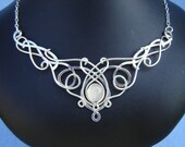 SilverMoon Necklace Wedding Bridal Sterling Celtic Elven Medieval Fairytale Renaissance Pendant