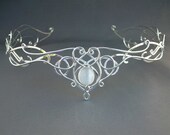 SilverMoon Wedding Crown, Bridal Tiara, Sterling Headpiece, Celtic Headpiece, Elven Medieval Fairytale Renaissance