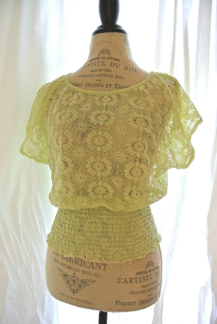 Upcycled womens shirt, lace top, country style, shabby green, gypsy cowgirl, womens clothing