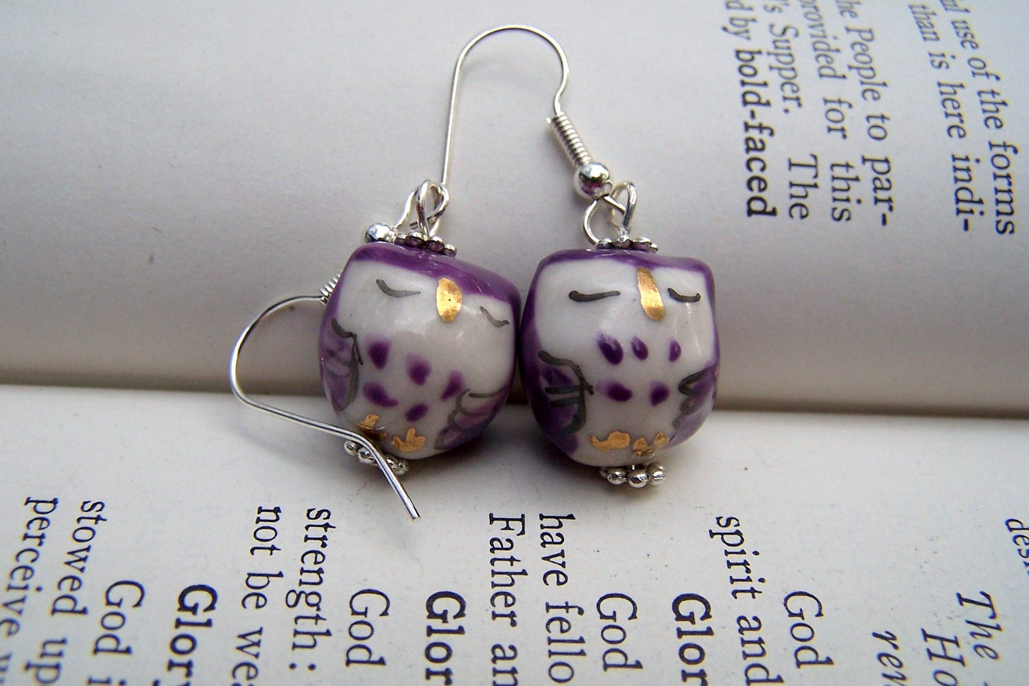 Purple Owl Earrings Owl Jewelry Cute Little Owls