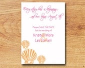 Printable Save the Date/Shower/Birthday Invitation-Digital Custom Card-Bright Seashells