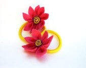 Girly Flower Power Ponytail Holders- Fuchsia Swirl