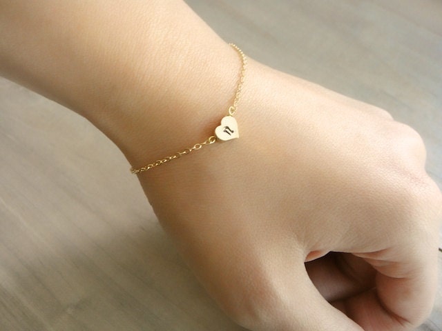 One Heart Initial Necklace in Gold - REVERSIBLE - Bride, Bridal, Bridesmaid gift