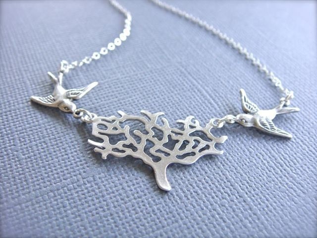 Silver Acacia Tree Necklace
