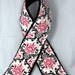 Camera Strap Cover .. Signature Line .. Pink Black and White Damask with Black Minky Back