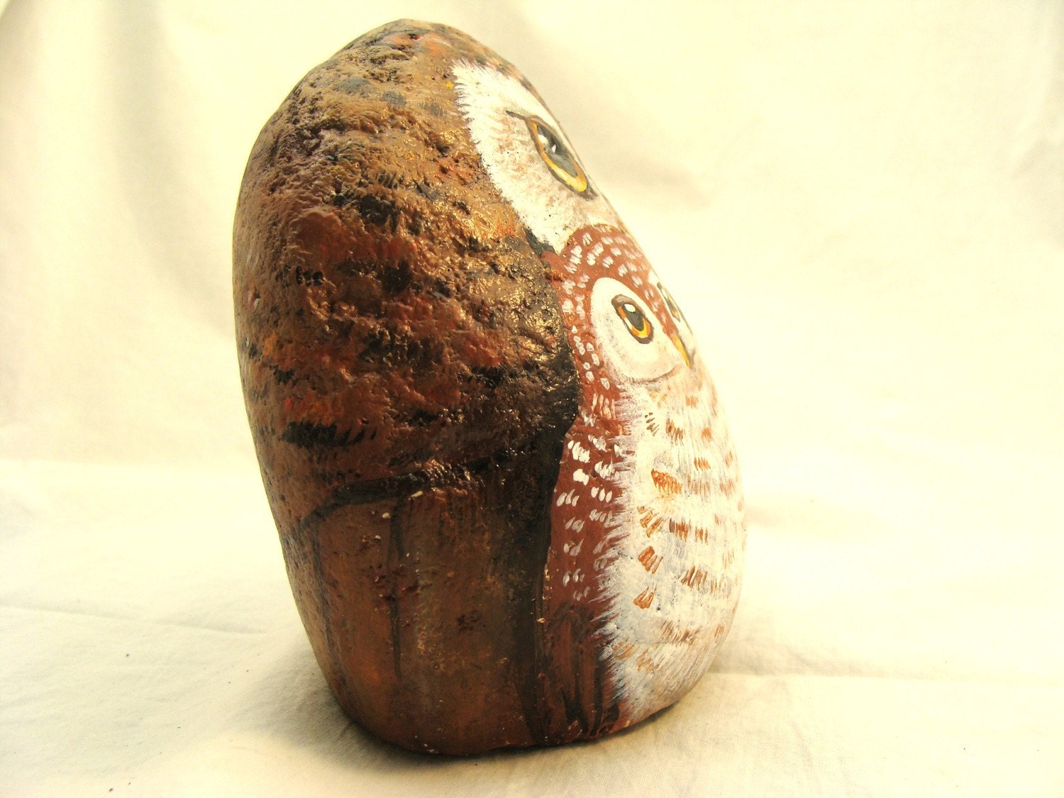 Owl Book End ,Painted Rock , baby owls by Carriveau