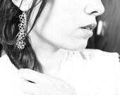 Flowers Drop. Long Delicate Sterling Silver Chandelier Dangle Lace Earrings. Handmade Silver Earrings. Fine Jewelry.
