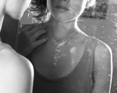 FREE SHIPPING - Long Lace. Delicate Recycled Sterling Silver Flower Necklace. Handmade Silver Necklace. Fine Jewelry.