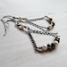Pyrite Earrings, Pearl Hanger Earrings, Freshwater Pearl, Fools Gold, Oxidized Sterling Silver, Chain Earrings, Under 25