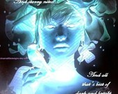 HAUNTED BEAUTY, Digital Photo Fusion Collage Print with Quotation IN 5X7 mat