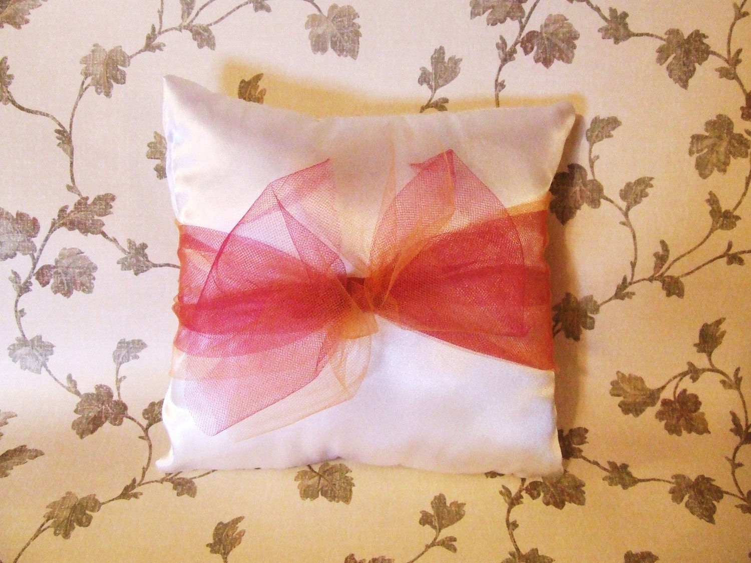 Ring Bear Pillow Wrapped in Two Colors of Tulle