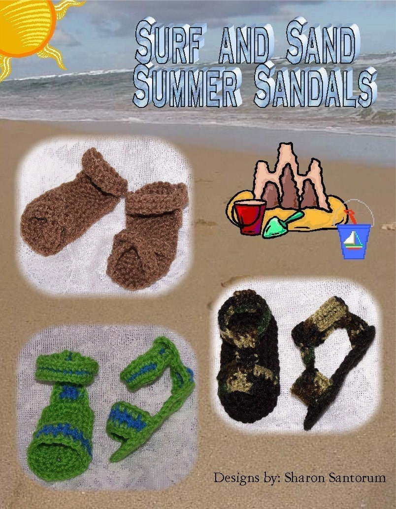 Surf and Sand Sandals Crochet Pattern PDF - INSTANT DOWNLOAD.