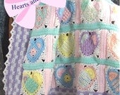 Hearts and Flowers Baby Afghan or Blanket Crochet Pattern PDF - INSTANT DOWNLOAD.