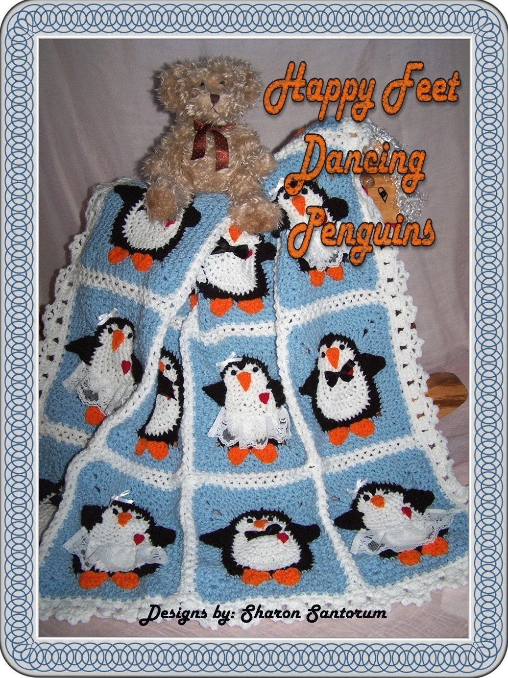 Dancing Penguins Crochet Baby Afghan or Blanket Pattern PDF