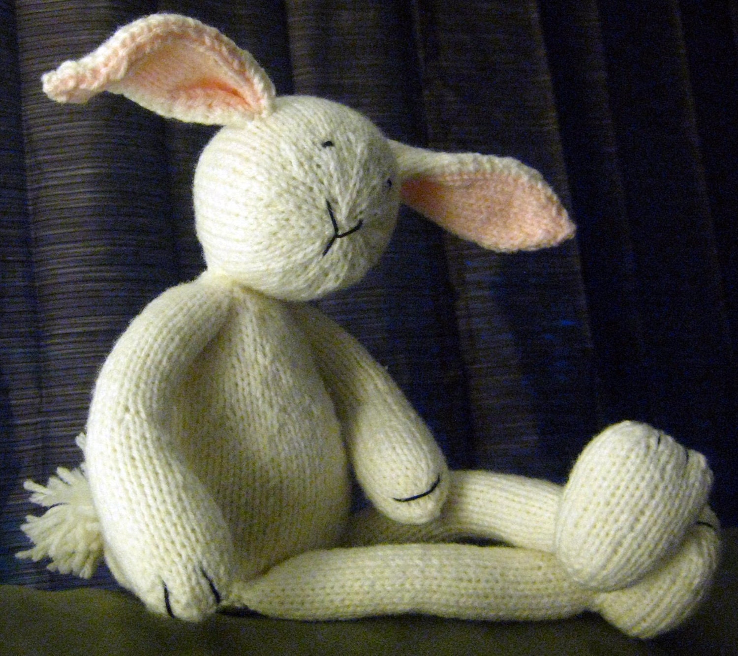 Bunny Rabbit, Hand Knit Kids Toys, Waldorf Imagination Fun Play Pretend Make Believe Play Time , Lovie Lovey Stuffy Squishy Stuffed Animal