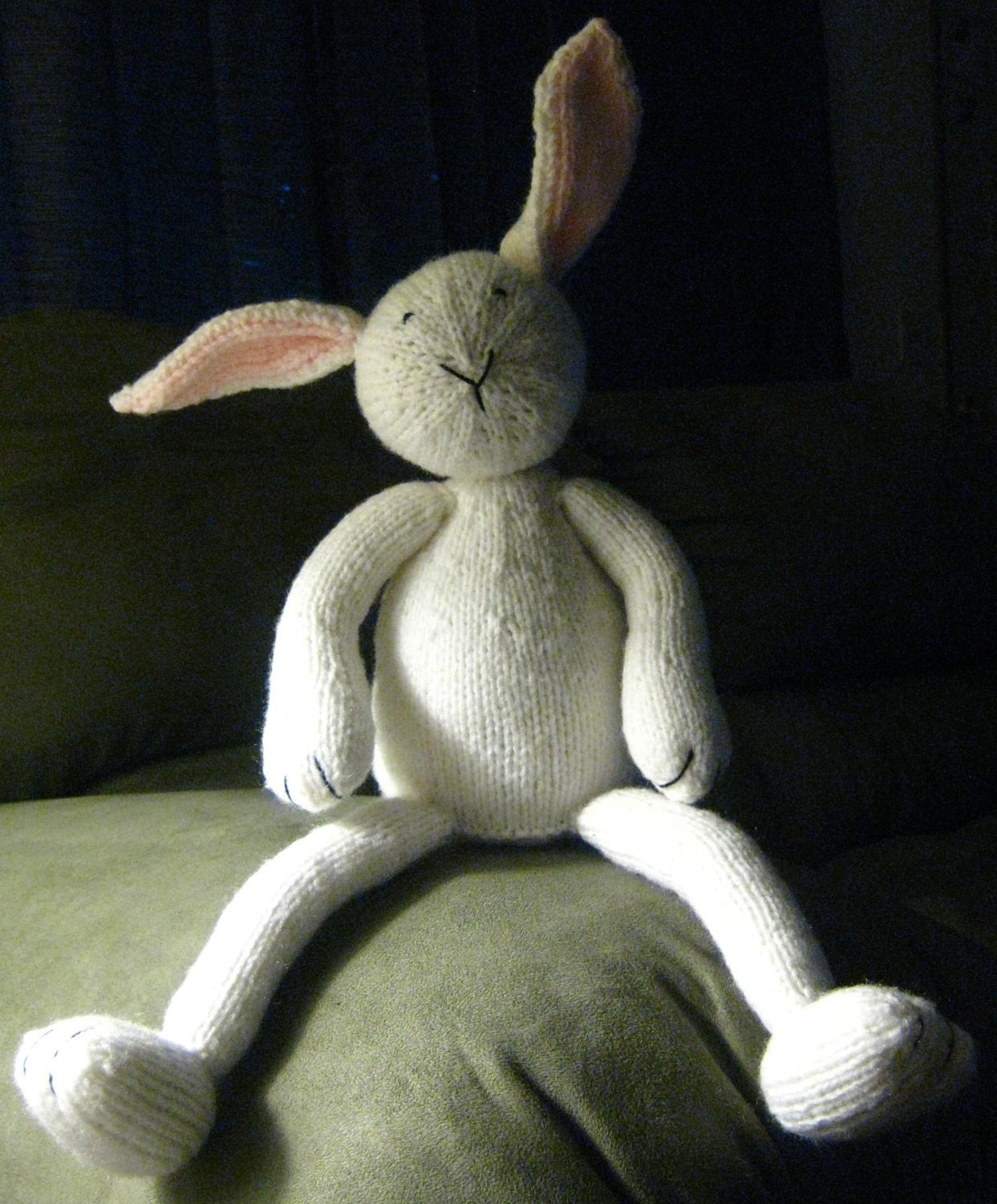 Bunny Rabbit, Hand Knit Kids Toys, Waldorf Imagination Fun Play Pretend Make Believe Play Time , Lovie Lovey Stuffy Squishy Stuffed Animal