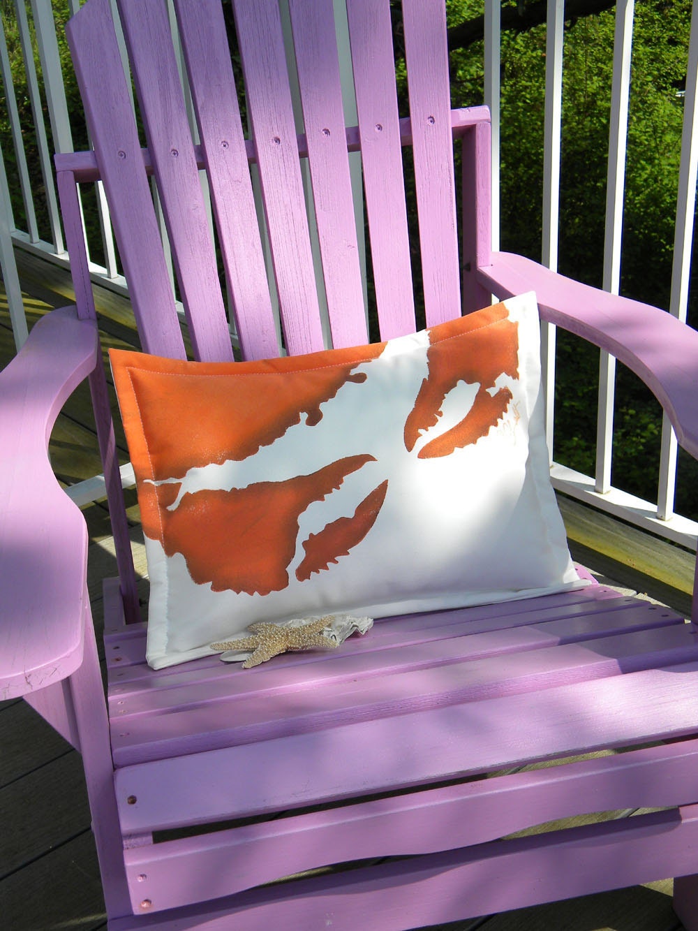Crab beach Dungeness gyotaku pillow 14"x20"lumbar indoor outdoor seashore coastal crustacean Crabby Chris Original copyrighted design