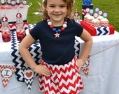 STARS & STRIPES USA Chevron Collection Red and White Skirt Sizes 12m-6T  handmade by sweet threads