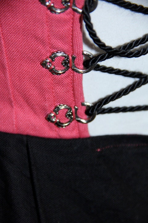 Vintage Dirndl Dress XS Black and Pink