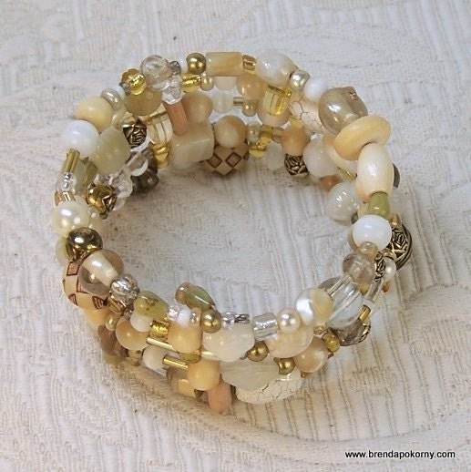 Ivory Beaded Bangle Bracelet  BPB1061