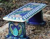Custom Order One of a Kind Mosaic Garden Bench Garden Accent