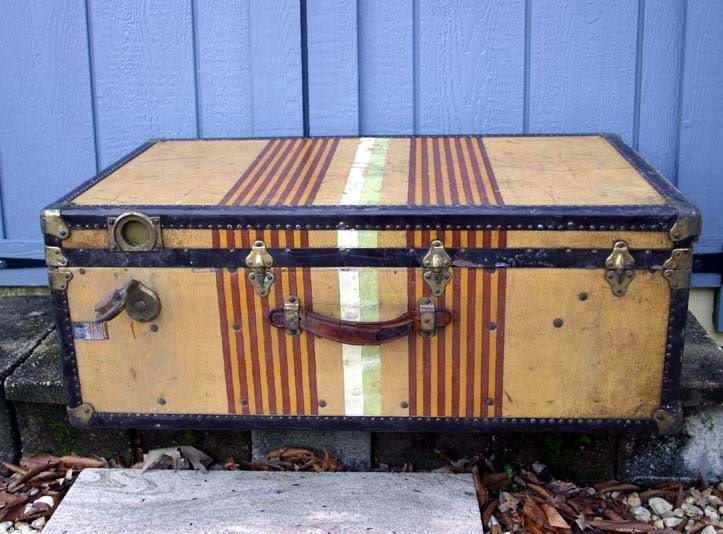 Chief Vintage Tweed Steamer Trunk by Oshkosh