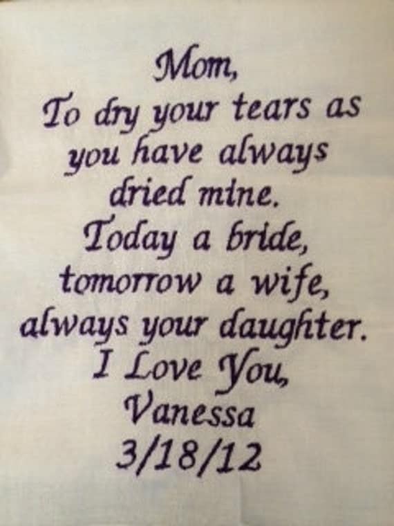 SCRIPT Heirloom Personalized Wedding Handkerchief Custom Embroidered