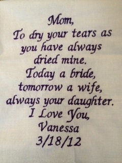 SCRIPT Heirloom Personalized Wedding Handkerchief Custom Embroidered