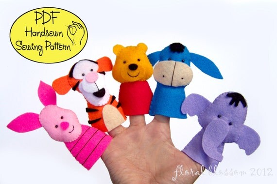 PDF Pattern: Pooh and Friends Felt Finger Puppets