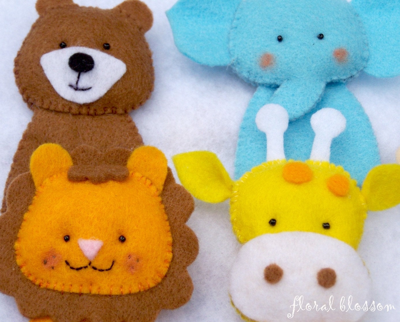 PDF Pattern: Zoo Friends 01 Felt Finger Puppets