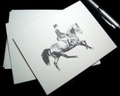 Dressage Horse Art Note cards, Equestrian Stationery, Equine Artwork, Greeting Thank You Blank Card - Set of 6 w/ Envelopes